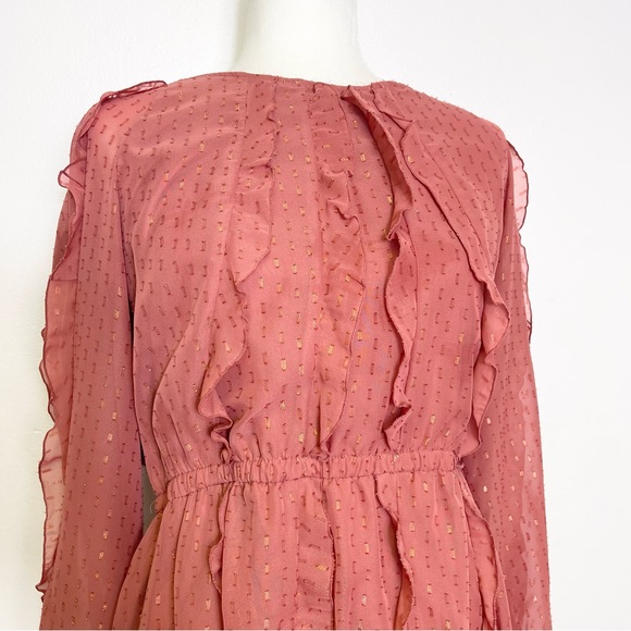 Lauren Conrad Cascading Ruffle Dress Raglan Sleeves Boatneck Midi Without Belt - Picture 5 of 15